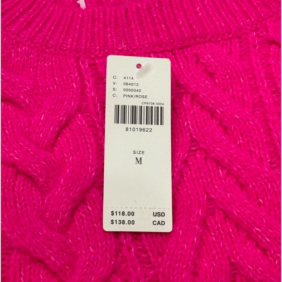 Maeve by Anthropologie Layered Cable Knit Sweater. Hot Pink. Size Medium. NWT - Picture 11 of 11